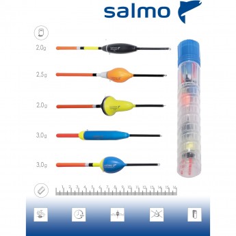 Поплавки SALMO СТОЯЧАЯ ВОДА в тубусе, 5 шт. Поплавки SALMO СТОЯЧАЯ ВОДА в тубусе, 5 шт.
